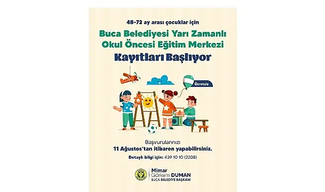 Buca’nın ücretsiz okul öncesi eğitim kurumlarında kayıtlar başladı